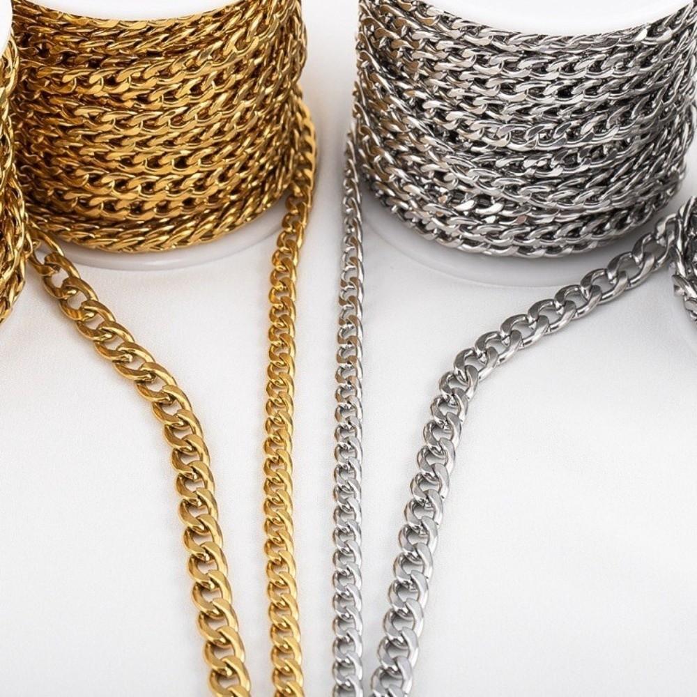 3-7mm Thickness Stainless Steel Chain Flat Chain Jewelry Making Accessory for Punk Jewelry Making