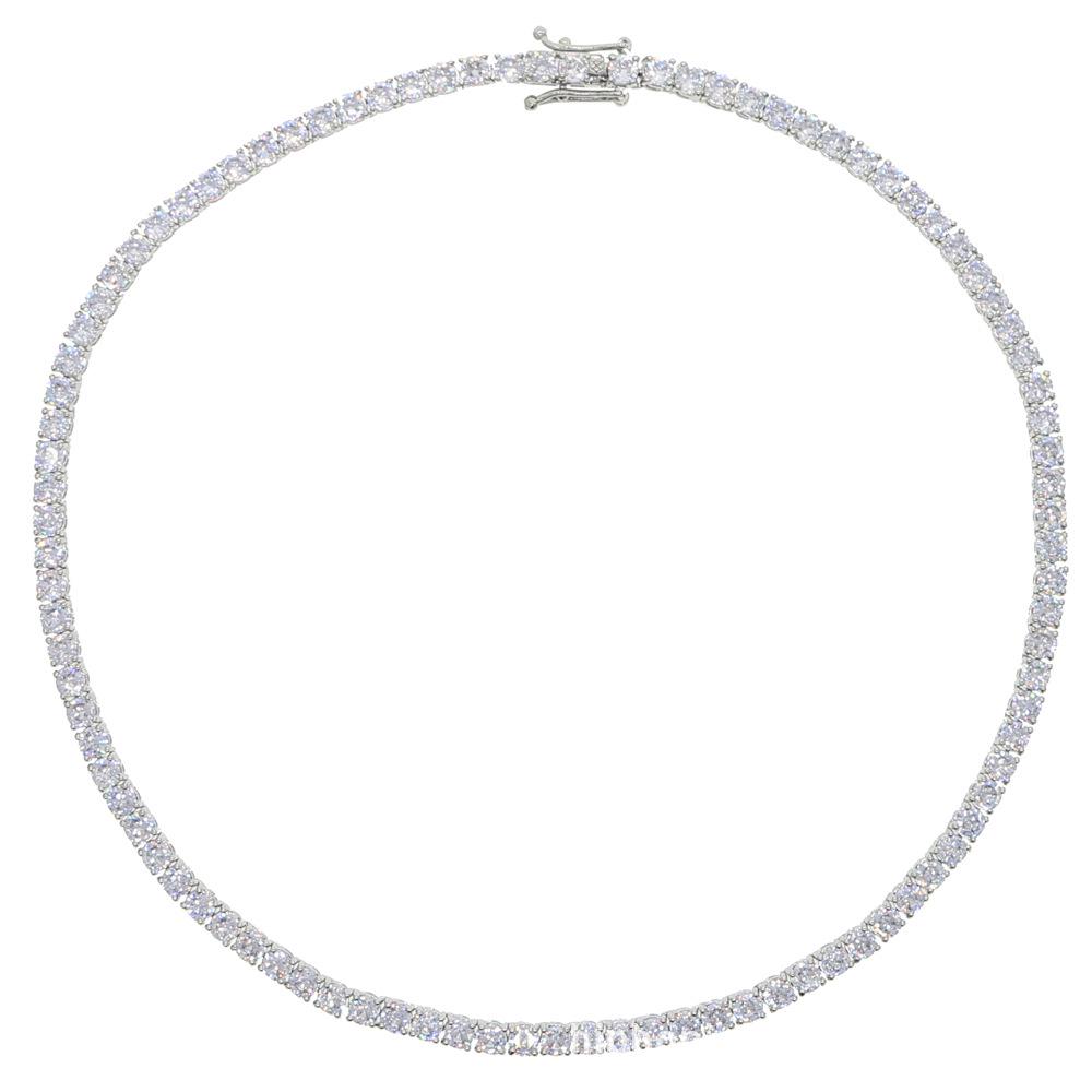 

Ожерелье-теннисная цепочка с цирконами 4 мм: Хип-хоп стиль инкрустированный камень парное ожерелье