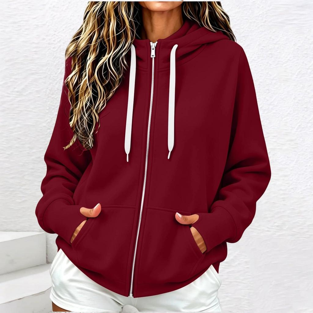 Women's Casual Zip Up Hoodie Sweatshirt with Pockets for Everyday Wear