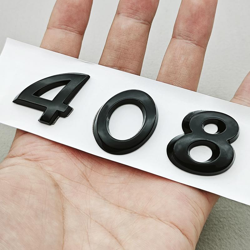 OQUP8 Older 3D ABS Chrome Black Logo 308 408 508 Emblem Letters Sticker Car Rear Trunk Badge For Peugeot 308 SW 408 508 Accessories