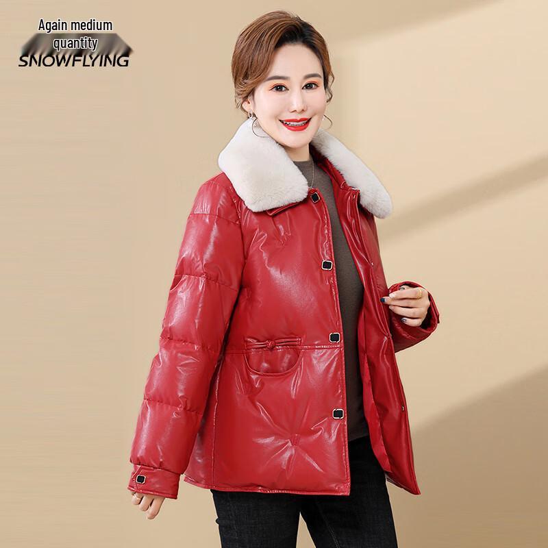 Snowflying Women's Winter Rex Rabbit Fur Collar Down Jacket