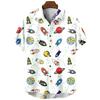 Men Clothing Hawaiian Vacation Beach Shirt Lapel Blouse Summer Casual Clothes Tops Chemise