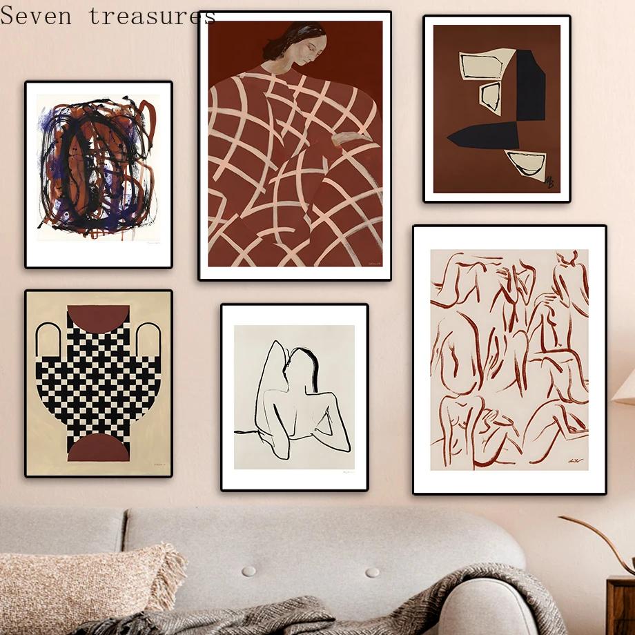 

Кривая линия Девушка Абстрактная Эстетика Настенное Искусство Холст, Скандинавские Постеры и Принты, Картина Мурал, Винтажное Украшение Комнаты 21x30cm No Framed