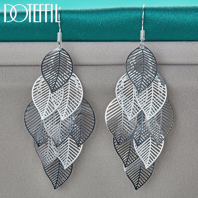 Leaf Earrings Silver Fashion Jewelry
