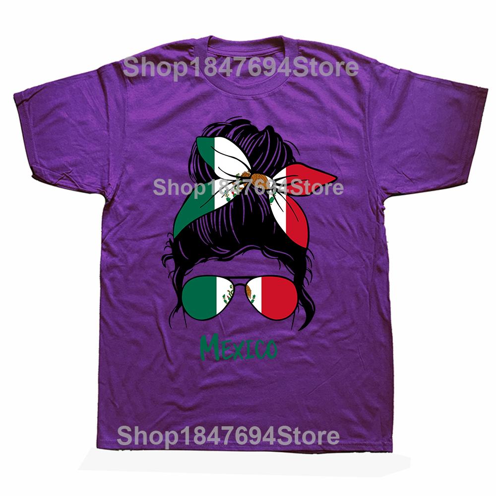 Funny Mexican Girl Hair Flag Mexico Pride T Shirt Tee Tops Round Neck ShortSleeve Fashion Tshirt Clothing Casual Basic Tshirts