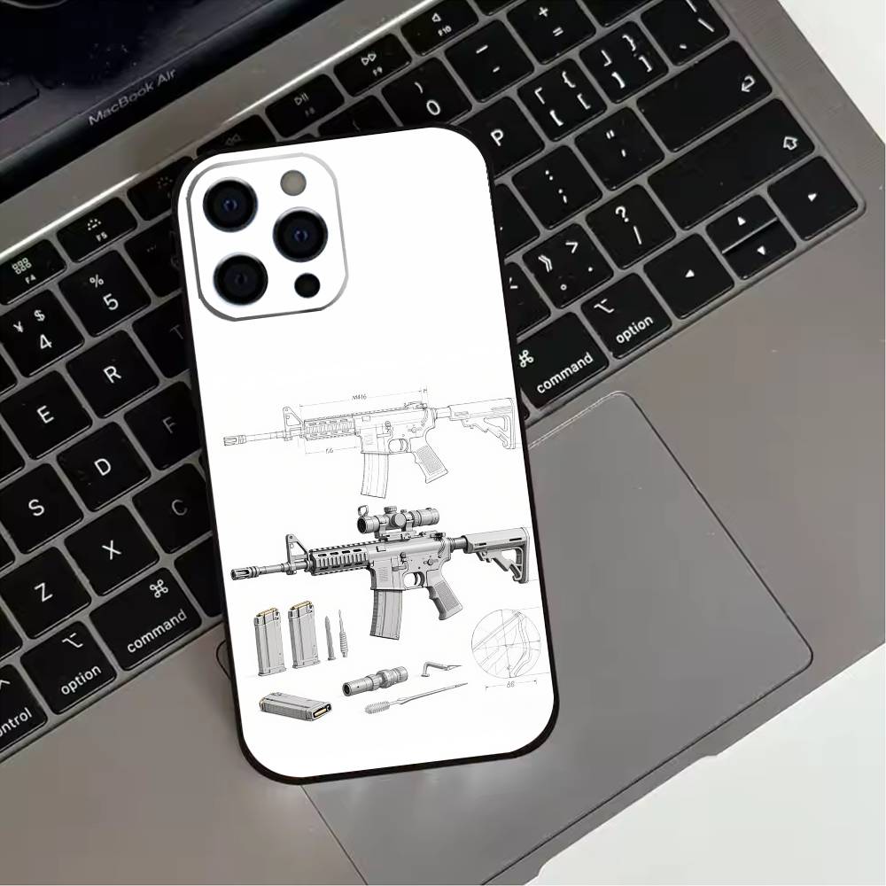 M-M-416 K-King Of Guns Phone Case For iPhone 17,16,15,14,13,12,11 Plus,Pro Max,XS,Soft Silicone Black Cover