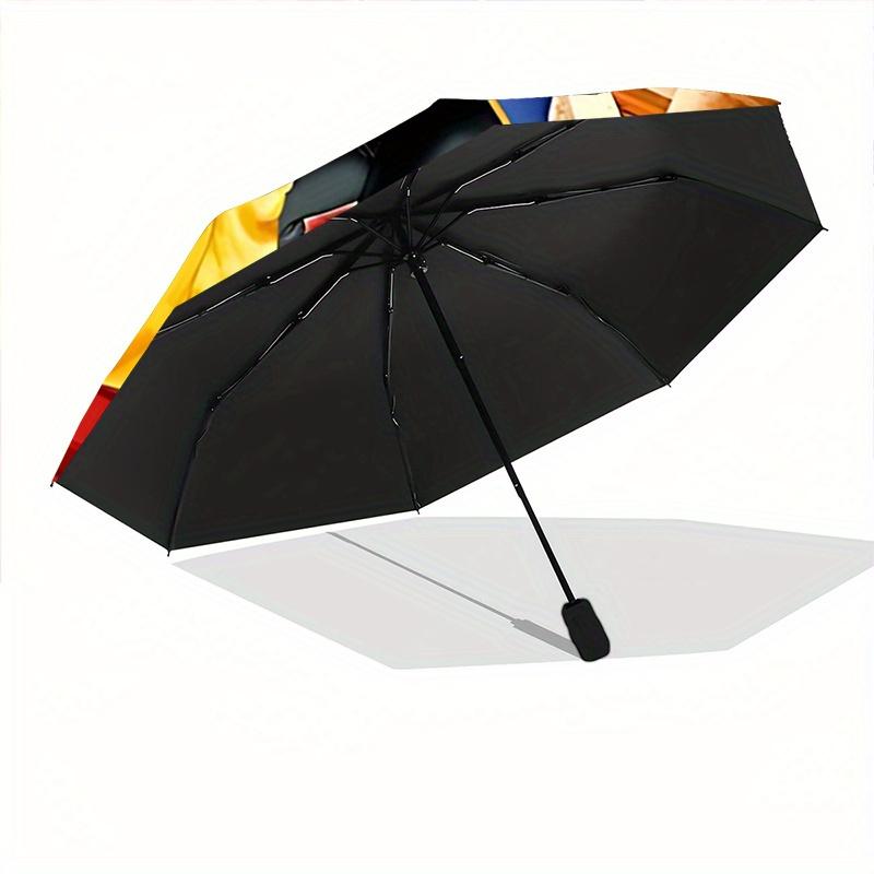 1pc Beauty & Beast Dancing Scene Automatic Opening/Closing Umbrella - Portable 3-Fold Design with 8-Bone Iron Frame, Outdoor Umbrella for Fe