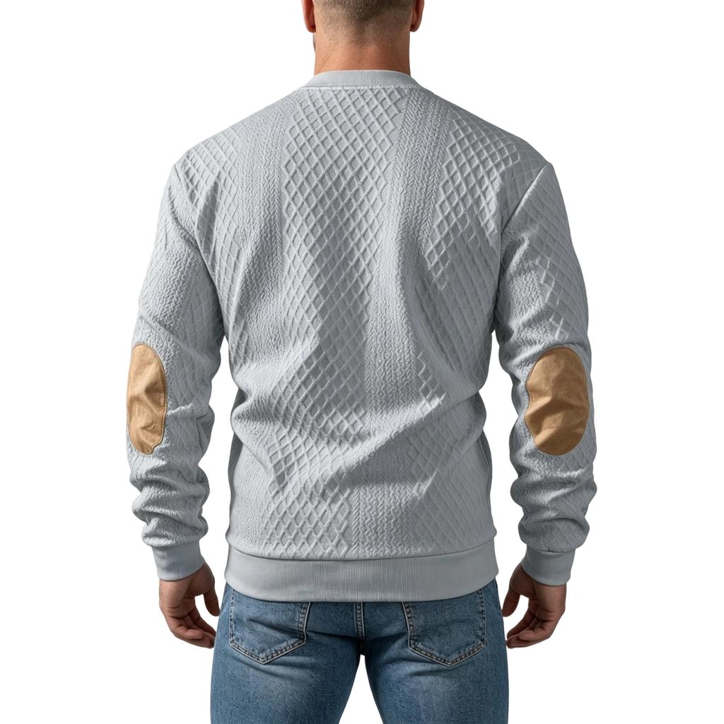 Men's Color Block Stand Collar Sweatshirt with Half Button Front Retro Long Sleeve Pullover for Casual Wear