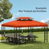 3x4m Pavillon Ersatzdachbespannung 2-stufiges Oberteil UV-Schutz Garten Terrasse Außen Sonnenschutz Überdachungen Rostrot (NUR OBERTEIL)