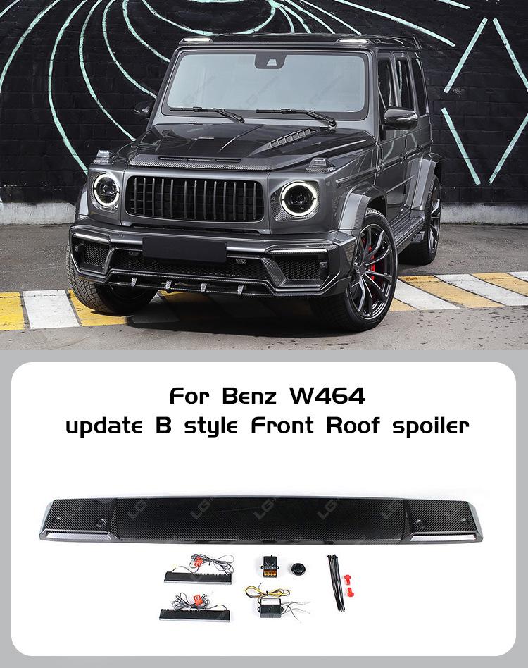 Carbon Fiber B-Style Front Wing Tail Spoiler with Lights for Mercedes-Benz G-Class W463/W464