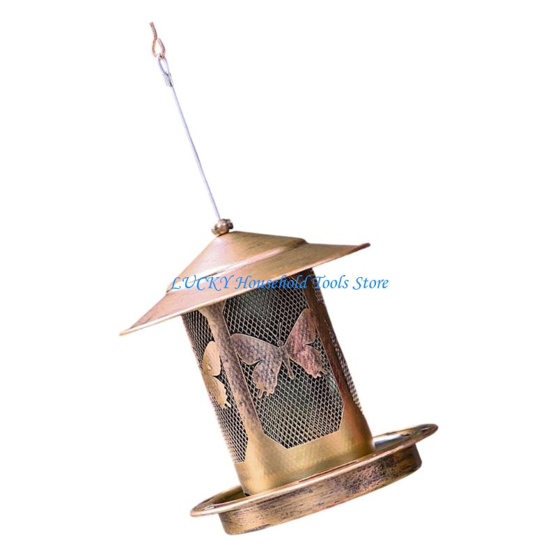 J0MC Outdoor Metal Bird Feeder Feeding Ports Squirrels Resistant Heavy Duty