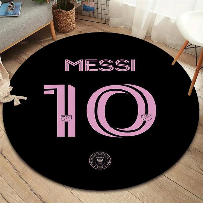 Lionel Messi Round Area Rug,Carpet Rug for Living Room Bedroom Sofa Playroom Decor,Non-slip Floor Mat