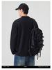 2025 Autumn/Winter Men's Trendy Heavyweight Round Neck Hoodie Pullover, Zippered Fake Two-Piece Long Sleeve Shirt