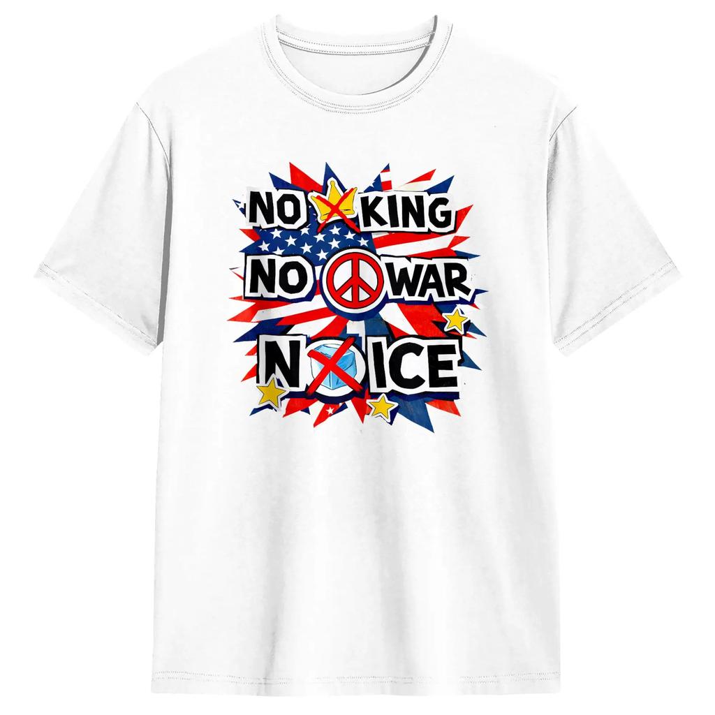 Nessun Re Nessuna Guerra Nessun ICE Poster Patriottico Maglietta per Uomo Crazy Cotton Maglietta Girocollo Manica Corta Magliette Abbigliamento Originale