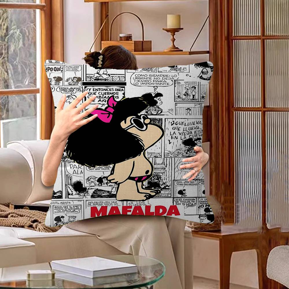 Cute Cartoon Mafalda Cushion Cover Polyester Sofa Cushions Decorative Throw Pillows Home Decoration Pillowcover