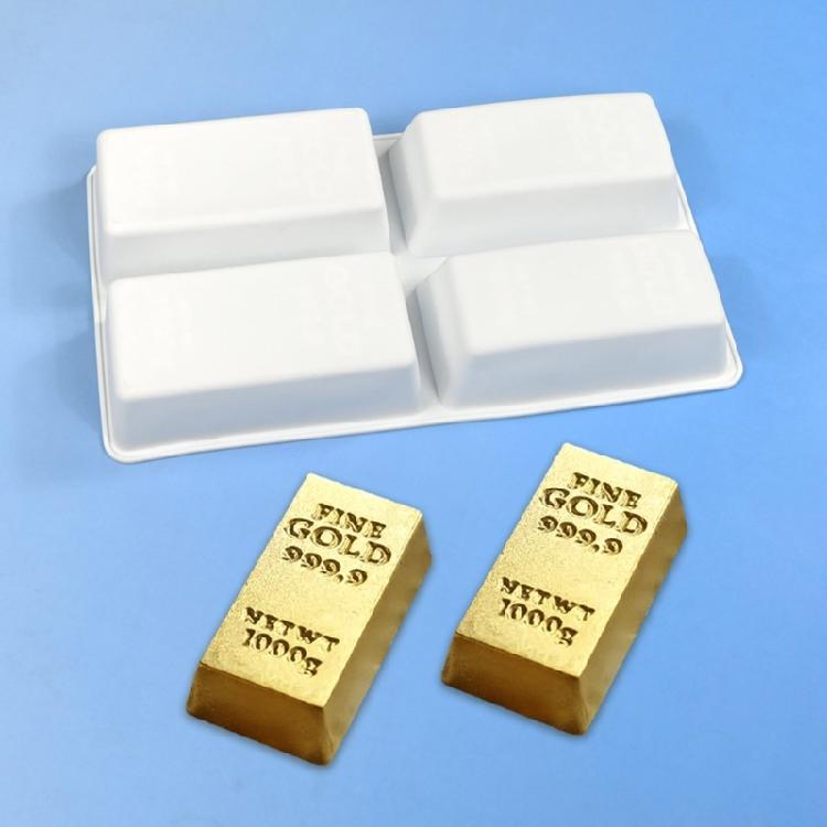 Gold Brick Shape Silicone Molds Nonstick Mousses Cake Molds Cake Decorating Tool for Truffles Cheesecakes Easy To Clean