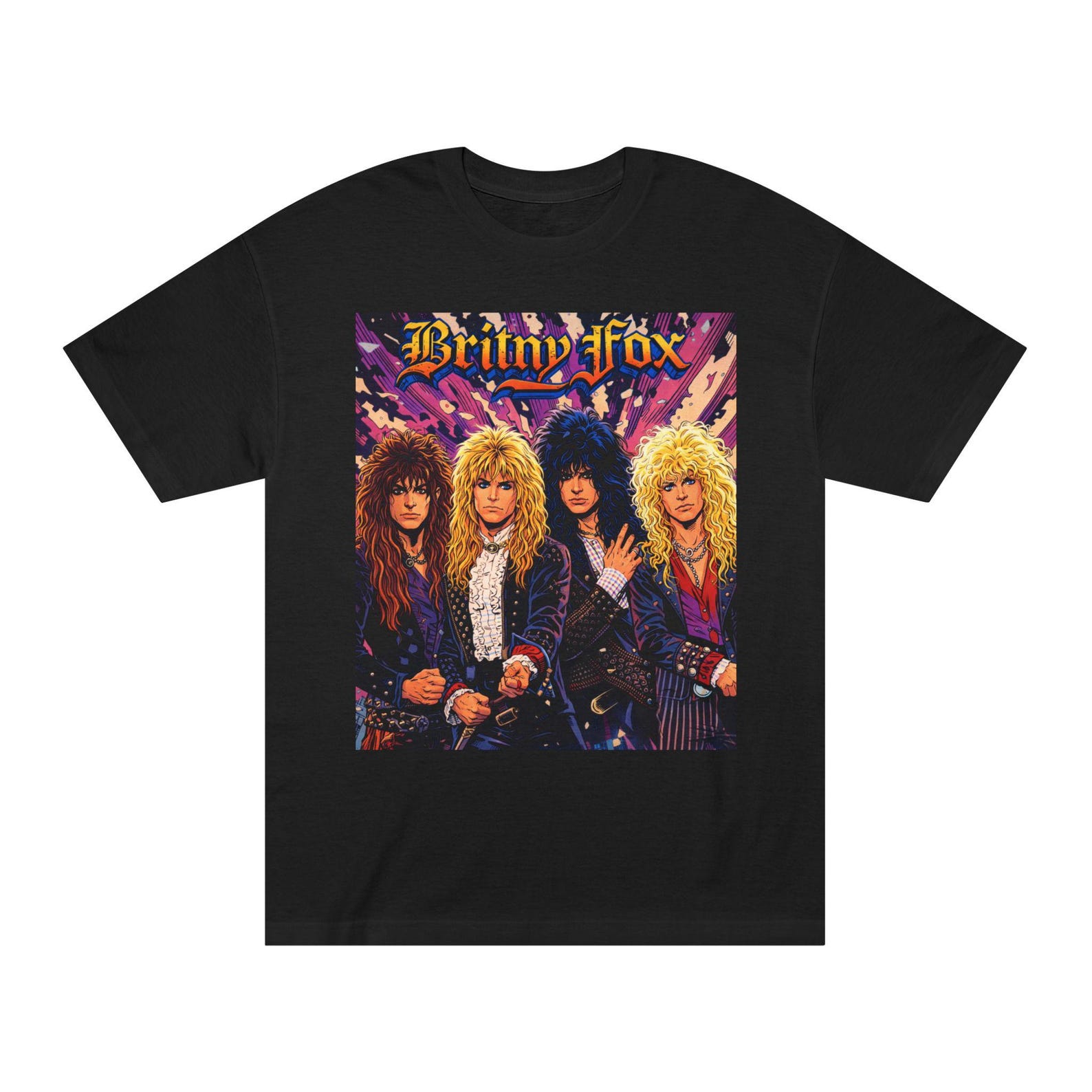 Britny Fox Vintage T-Shirt | Cartoon Band Portrait 4XL