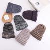 Wool hat Women's tide knitted hat Autumn and winter suitable for round face casual hat Mixed color dome ear protector headgear