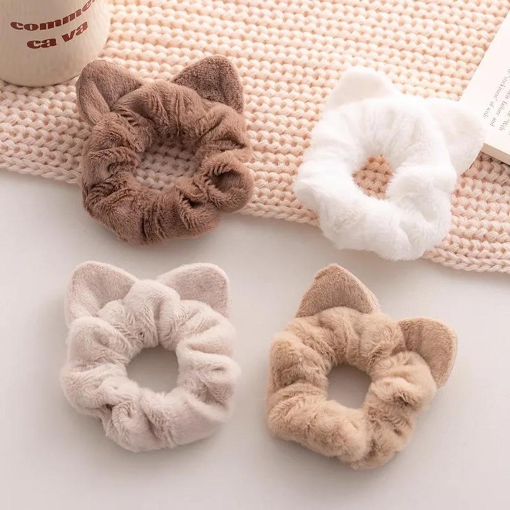 Plush Rubber Band Cat Ear Shaped Hair Band Cute Hair Tie