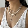 Boho Multilayer Shell Starfish Pendant Necklace Handmade Imitation Pearl Beaded Choker for Women Beach Party Jewelry Gift