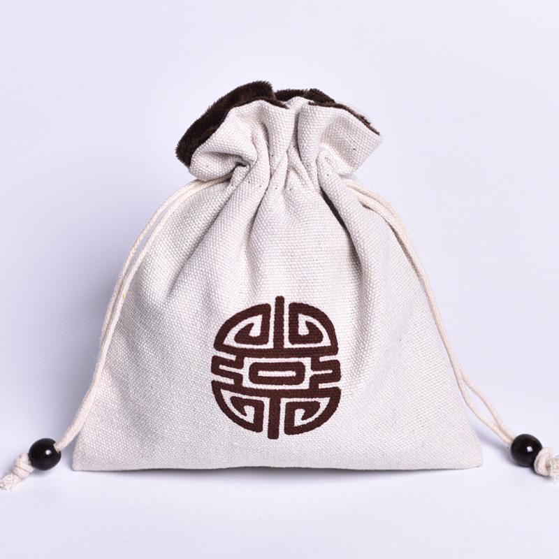 Lucky Drawstring Bracelet & Prayer Bead Bag - Cotton/Linen Cloth