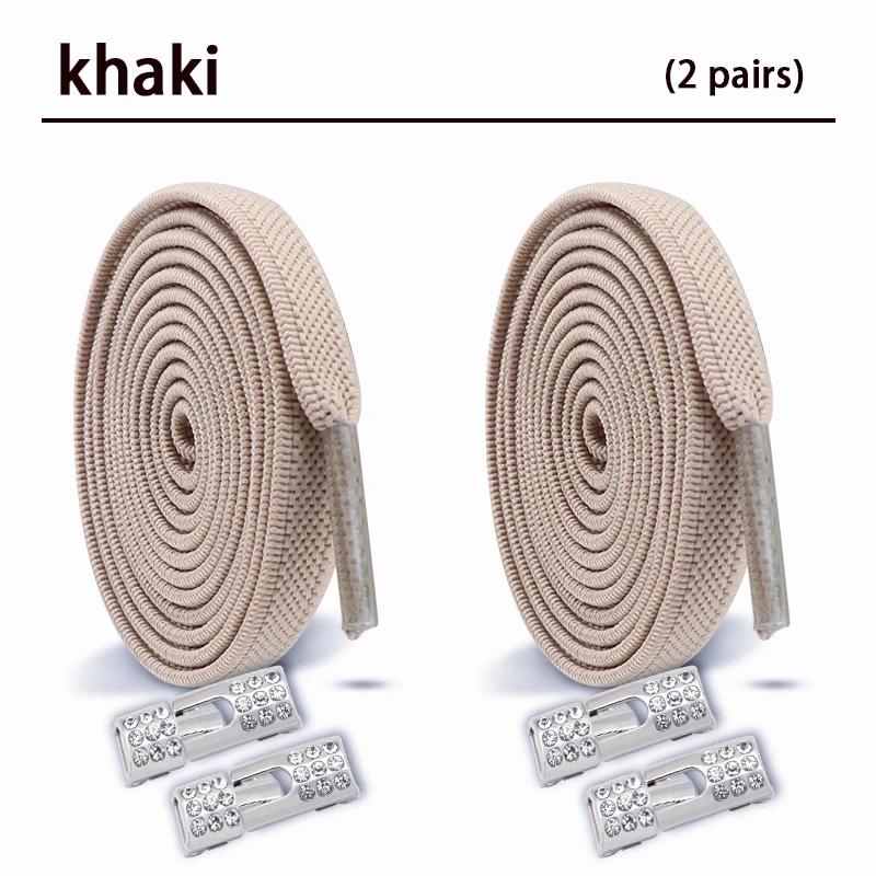 2 Pair Diamond Lock Shoelaces Without Ties Elastic Laces Sneakers No Tie Shoe Laces Kids Adult Wide Shoelace Shoe Accessories