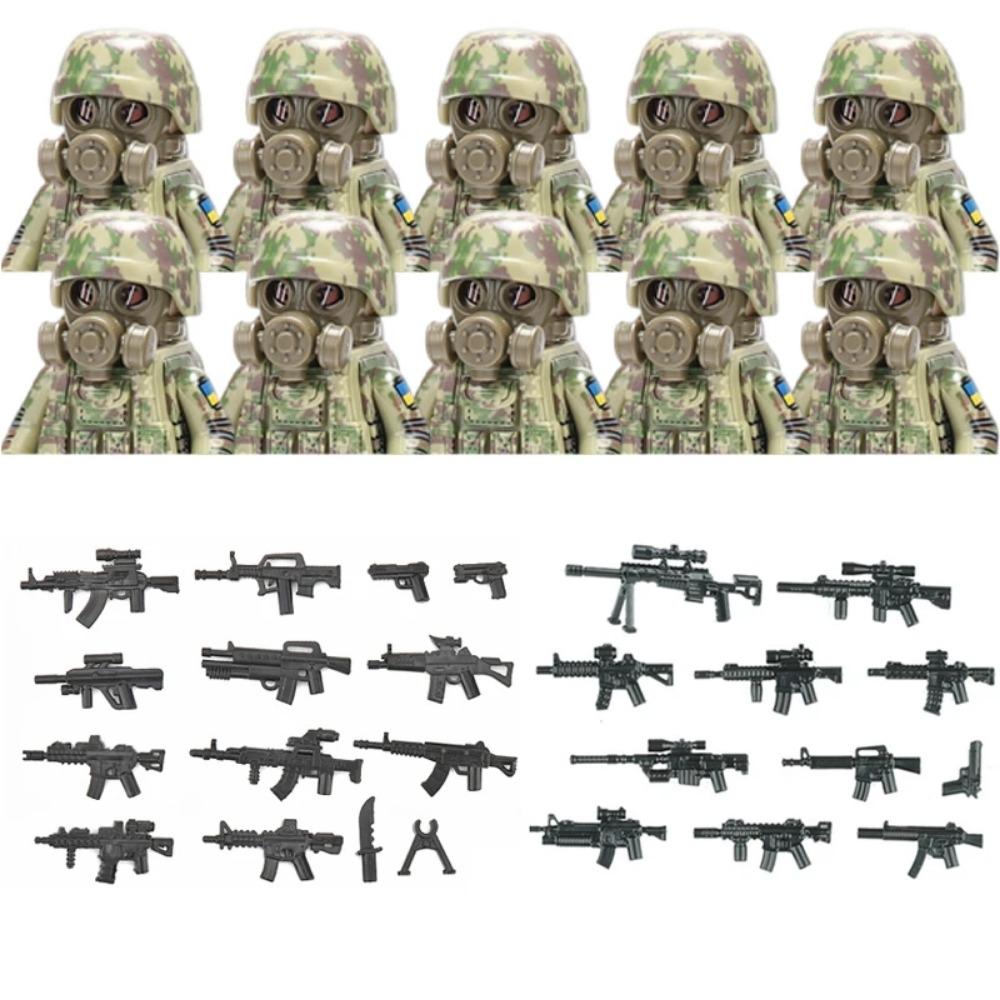 Vojenský voják Ukrajinské biochemické speciální síly Stavební kostky Armádní figurky Plynová maska Zbraně Kostky Hračky Pro Děti