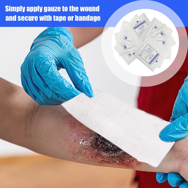 Almofadas de Gaze Estéril Almofada Macia para Feridas 10 unidades Super Absorvente Gaze de Malha Fina Adesivo de Gaze Portátil Adesivo de Malha Fina Curativo para Feridas Estéril