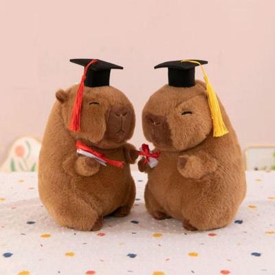 Soft Material Cute Stuffed Animal Cartoon Design Doctor Hat Capybara  Party Decor
