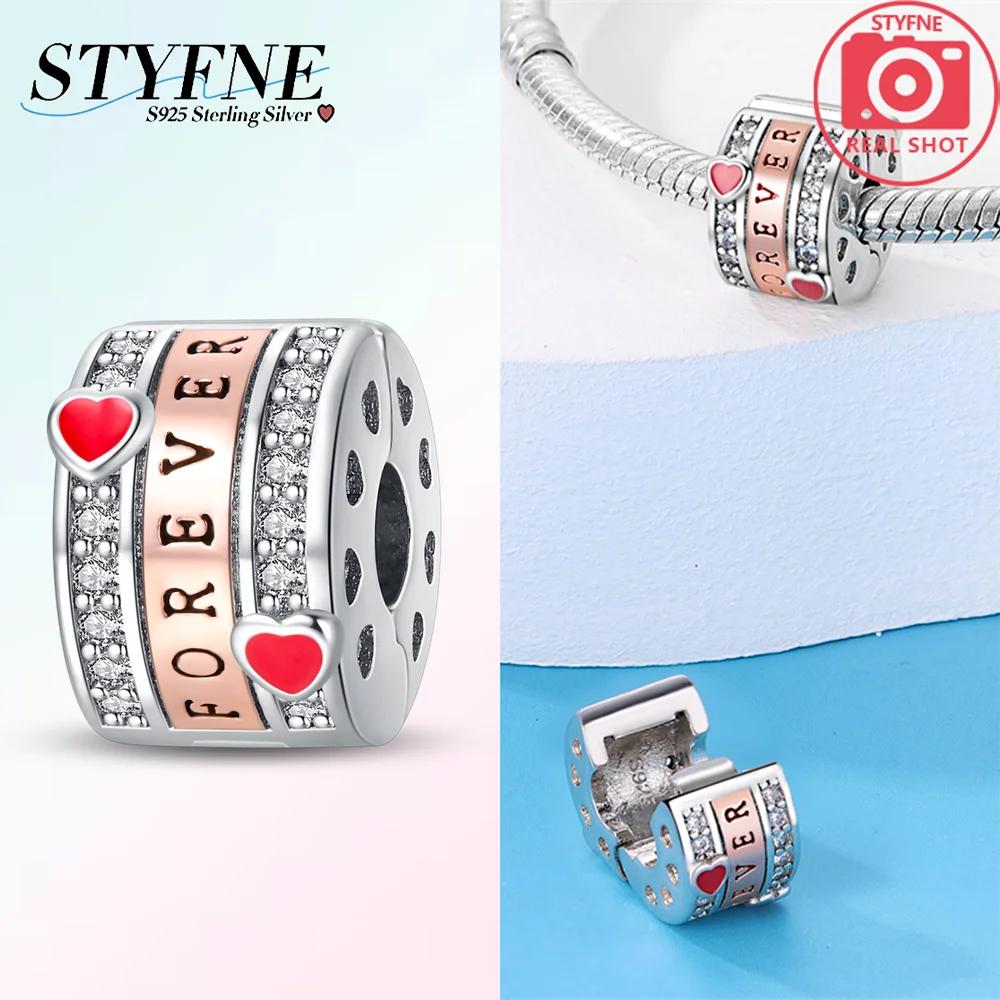 Original Copper Four-Leaf Clover Pink Zircon Snowflake Lock Charm Heart Beads Fit Bracelet Women Jewelry Diy Gift Accessory