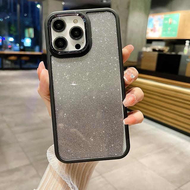 Placcatura Cornice Obiettivo Fotocamera Cover Posteriore Glitter Gradiente Per Iphone 14 Pro Max Plus 11 12 13 Pro Max Custodia Bumper Antiurto