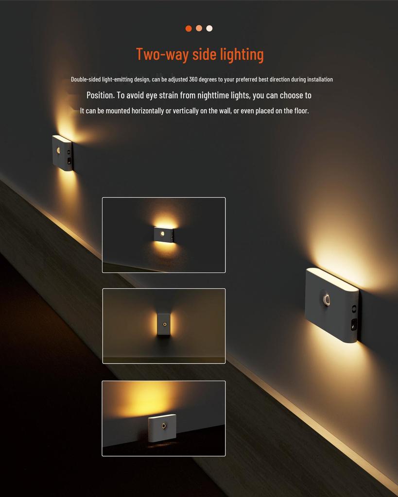 Rechargeable Motion Sensor Night Light with Eye Protection for Nighttime Use In Bedrooms and Bathrooms