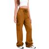 Women Cargo Sweatpants Stacked Pants Warm Fleece Drawstring Waist Casual Joggers Trousers