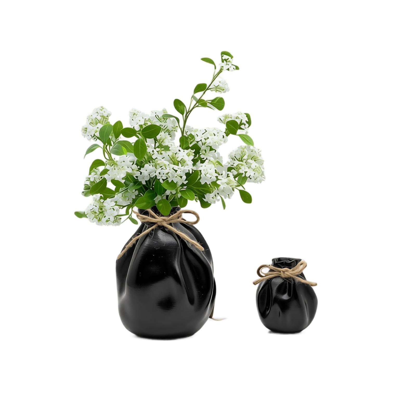 Minimalist Resin Lucky Bag Vase Set Creative Home Decoration Flower Vase Arrangement Ornament Modern Design Tabletop Accent one size чёрный