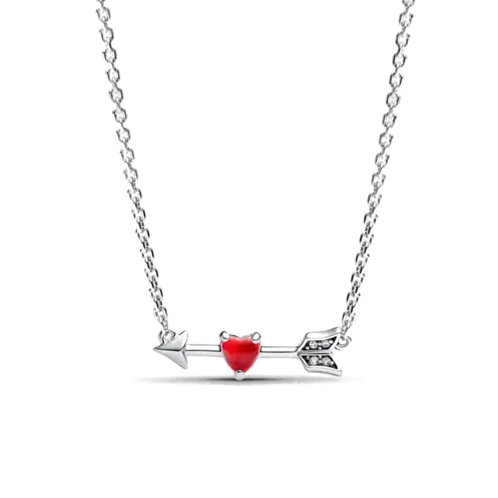 NEW 925 Silver Deep Feeling Peach Heart Necklace Pink And White Shining Square Pendant Necklace