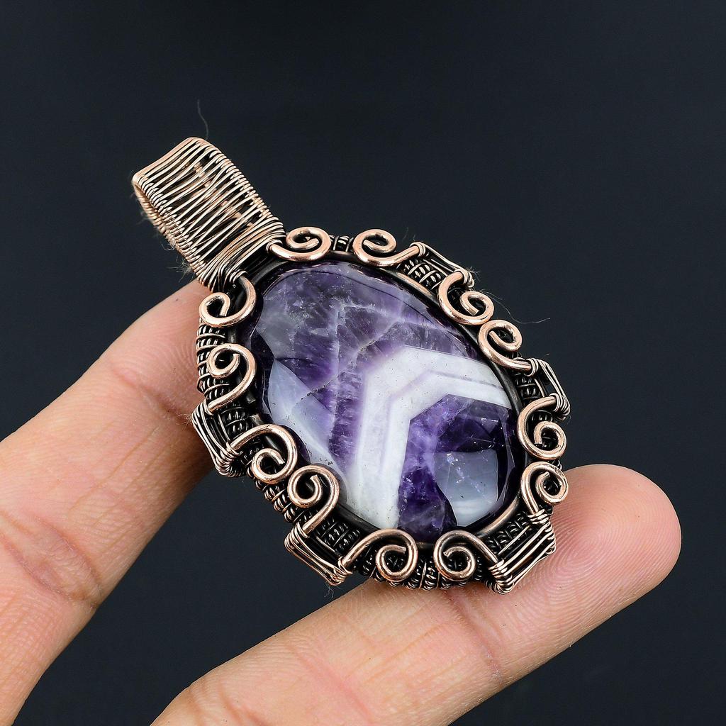 Sage Amethyst  Pendant, Gemstone 999 Copper Wire Wrapped Jewelry Pendant, Handmade Jewelry Birthstone Pendant, Gift For Him