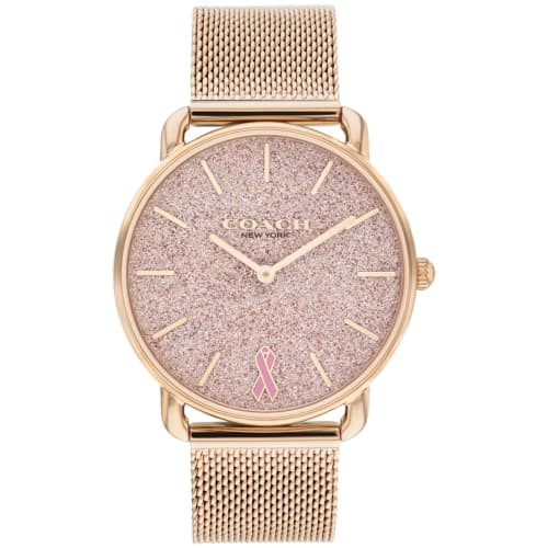 

Coach ELLIOT Watch, 36mm, Rose Gold, with a Pink Dial, Stainless Steel, Mineral Glass, and Quartz Movement, 14504212, Women s