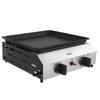 Gas Plancha In Enameled Stainless Steel 2 Burners 4.8 kW Non-Stick Large Cooking Surface 40L X 34W Cm, Transportable