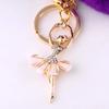 Fashion Rhinestone Ballet Dancer Keychain Cute Plush Ball Keyring for Women Girls Car Handbag Backpack Phone Pendant Accessories