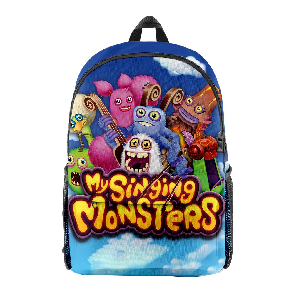 Luxusní Novinka Cool my singing monsters Školní taška Batohy na notebooky 3D Tisk Oxford Voděodolné Cestovní batohy pro chlapce/dívky