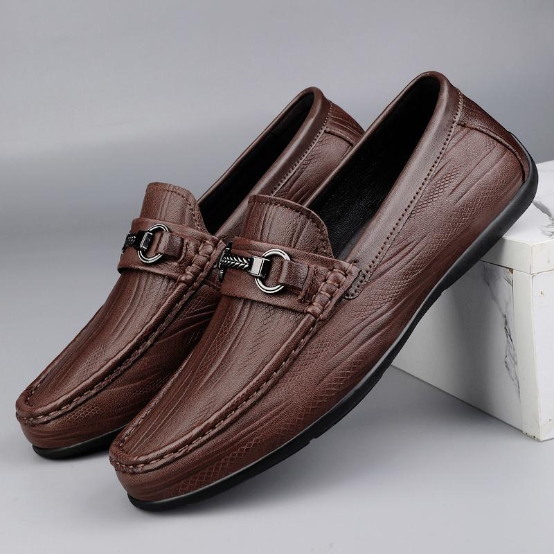 

Fashion Genuine Leather Mens Loafers Brown Black Cow Leather Loafers Adult Office Career Business Shoes Luxury Driving Leisure Shoesrs 44 коричневый