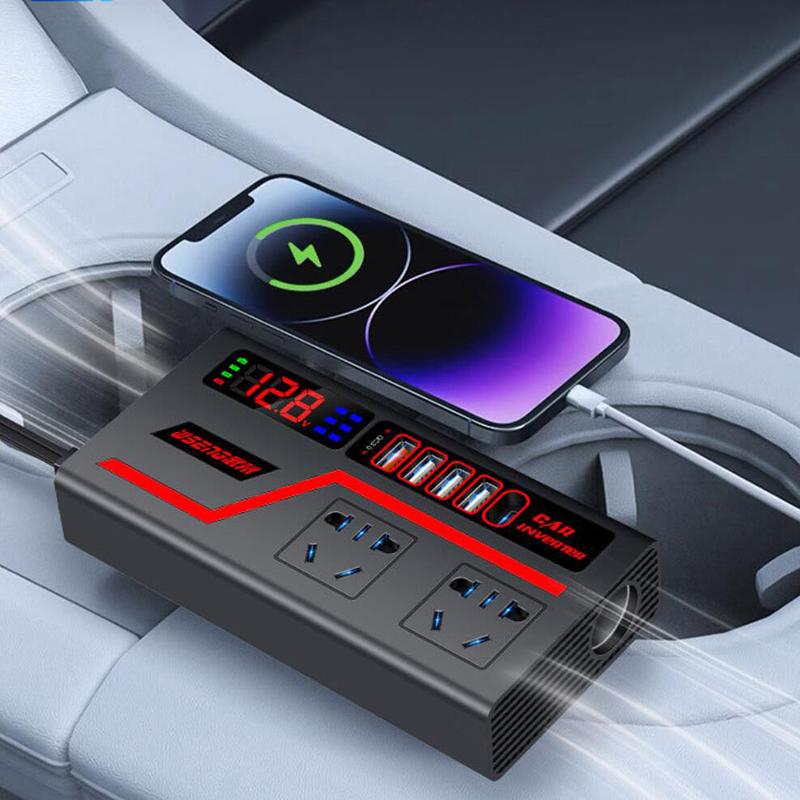 1 Piece Auto Accessories Usb Chargers Voltage Display Car Inverter Car Socket Usb Fast Charging 200W Qc 3.0 Power Adapter