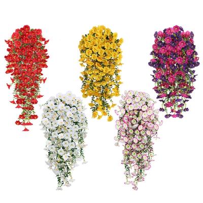 6Pcs Artificial Hanging Morning Glory Flower Plant Hanging Plant Flower Bouquets for Outdoor and Indoor Decoration