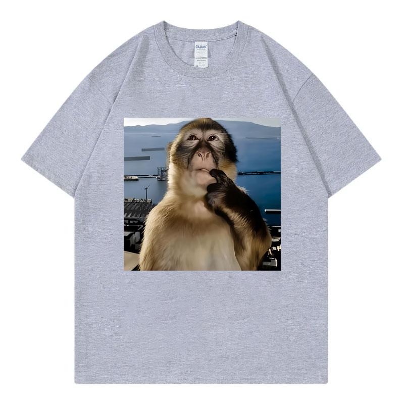 Monkey Thinking Funny Meme T Shirt Unisex Unisex Clothing Casual 100Cotton Summer TShirt High Quality Fashion Oversized TShirts