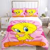 Tweety Bird Pink Background Print 3Pcs Bedding Setduvet Cover With 2 Bedropillowcase Home Birthday Gift