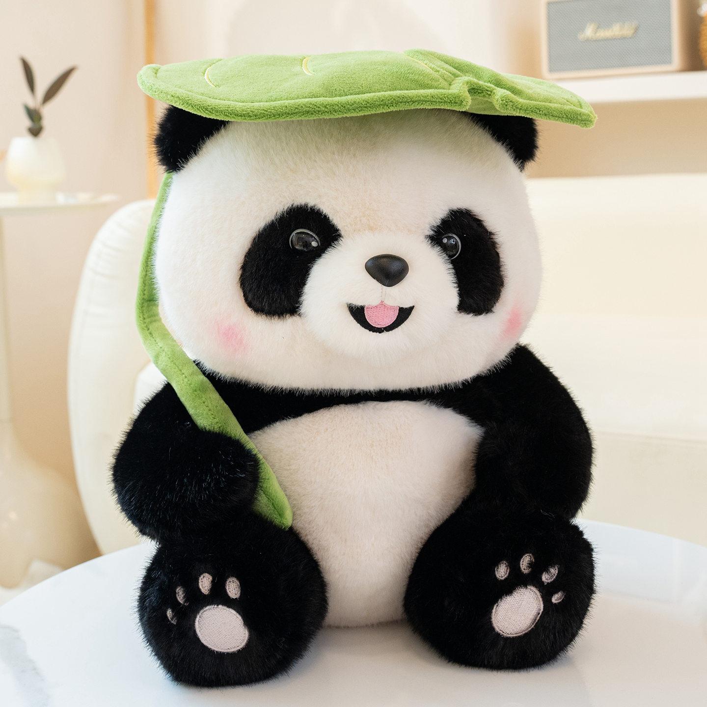 

Cute And Charming Panda Featuring Bamboo Leaf Gentle Stuffed Favorite Giant Panda Featuring Fruit Dolls Birth Date Xmas Gifts Presents 25cm чорний