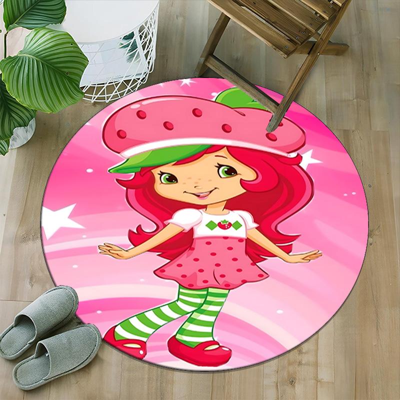 1pc Princess Strawberry12 Carpet, Round Rug, Comfortable, Suitable for Entryways, Living Rooms, Office, And Bedrooms, Christmas Decoration