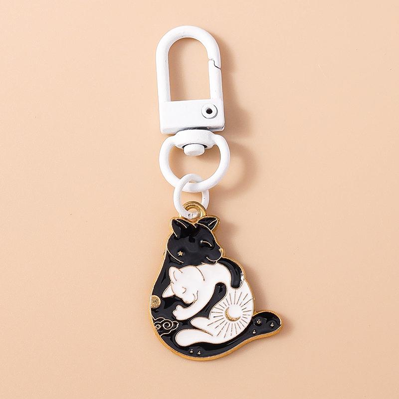 Cute Enamel Cartoon Cat Keychain Potted Plant Flower Key Ring for Women Girls Handbag Pendants DIY Handmade Jewelry Gift