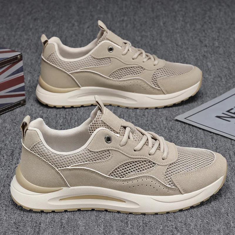 

Male Casual Anti Slip Running Shoes High Quality Pure Color Sneakers Lightweight Lace Up Sports Footwear Size 39-44 44 хаки