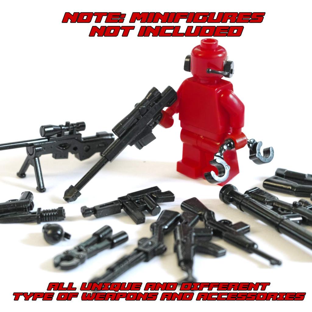 Complete Minifigure Collection with Weapons and Accessories Over 115 Weapons and Accessories Toys and Accessories for Customization - -